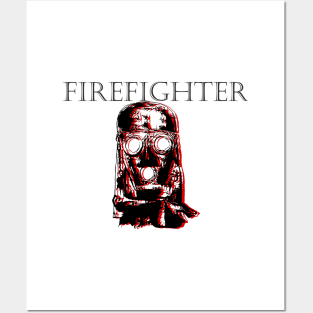 vintage firefghter mask Posters and Art